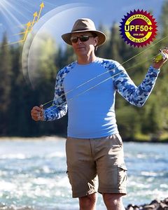 Camisa de pesca de camuflaje para hombre, manga larga, protección solar UV, para actividades al aire libre y natación - Product Image 5
