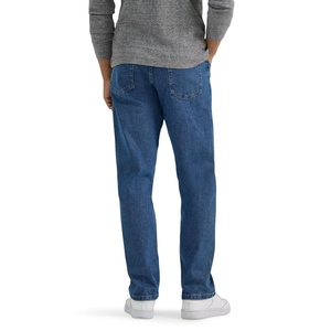 Men's Jeans Pants Mid-Waist <b>Light</b> Blue Denim Jeans Basic Slim Straight-Leg <b>Trousers</b> Custom Logo Cotton Jeans For Men - Product Image 4