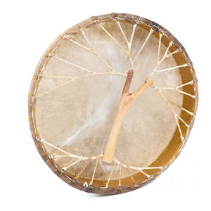 Tambor Chamánico Tradicional Grande Hecho a Mano con Marco de Piel Animal Natural para Música Ritual y Sanación Energética - Product Image 2