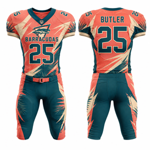 Uniforme de football américain à col rond, personnalisable, vente en gros, anti-humidité, séchage rapide, respirant, léger, flexible, durable, renforcé - Product Image 2