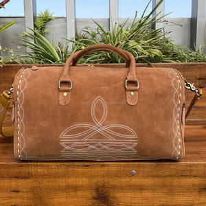 Vente en gros Bagages en cuir suédé pour l'extérieur Sac de voyage en cuir véritable Grande capacité Sacs de voyage unisexe - Product Image 2