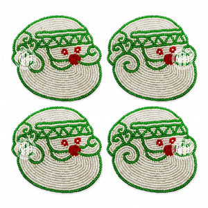 Sous-verres marocains en mosaïque perlée, lot de 4, blanc et or, sous-verres étoiles pour boissons, tapis de tasse pour une décoration élégante de table à manger, bar à café - Product Image 6