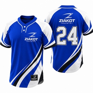 Vente en gros directe ZIAKOT INDUSTRY Maillot de softball unisexe personnalisé blanc-noir à deux boutons - Product Image 1