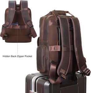 Mochila de Cuero Genuino para Portátil de 15.6 Pulgadas para Hombre, Casual, para la Universidad, Negocios, Viajes, Uso Diario - Product Image 5