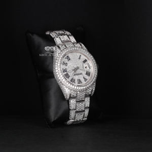 Reloj de Lujo con Esfera Romana Completamente Cubierta de Diamantes Moissanite, Blanco, de Alta Calidad, Estilo Hip Hop, Brillante, de Acero Inoxidable para Hombre - Product Image 3
