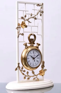 Reloj de Escritorio de Latón Vintage Unicorn Handicrafts, Movimiento Mecánico, Números Romanos, Diseño Floral, Portátil, Duradero, Blanco - Product Image 4