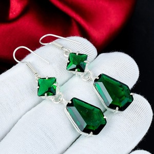 Pendientes de Turmalina Verde, Pendientes de Plata de Ley 925 con Gema de Turmalina Verde, Pendientes Colgantes de Plata de Ley Hechos a Mano - Product Image 6
