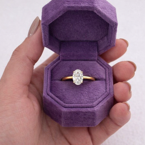 Fine Jewelry Luxury Yellow Gold Plated 1CT Oval Cut Cubic Zirconia Engagement <b>Solitaire</b> Wedding <b>Ring</b> - Product Image 4