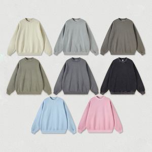 เสื้อสเวตเชิ้ตคอกลมโอเวอร์ไซส์แบบยูนิเซ็กซ์ สีพื้น ผ้าถักเนื้อฝ้าย สวมใส่สบาย สไตล์ลำลอง เหมาะสำหรับฤดูใบไม้ร่วง แขนเสื้อแบบปกติ - Product Image 6