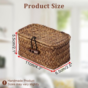 Panier en jonc de mer avec couvercle, taille mini, fait main, panier de rangement, vente en gros, écologique, fabriqué au Vietnam - Product Image 5