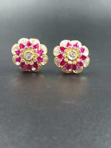 Pendientes de Plata de Ley 925 con Circonitas, Forma de Flor Rosa Nano, Joyería India para Mujer - Product Image 1
