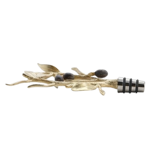 Bouchon de bouteille au design élégant, style moderne, en métal doré, artisanat olive, pour vin de Noël - Product Image 2