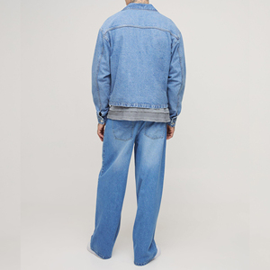 Quality Casual Embroidered Windproof Oversized Drop Shoulder Denim <b>Jeans</b> <b>Jacket</b> for Men Distressed <b>Black</b> 100% Cotton Winter - Product Image 3