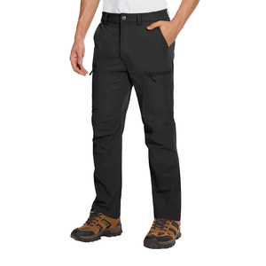 <b>Men's</b> Black Quick Dry Hiking Pants With Multiple Pockets Regular Fit Outdoor Wear Breathable Polyester Fabric All Seasons Use - Product Image 1