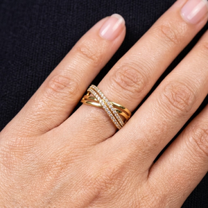 แหวนเพชรทองคำ 14K หลายวง |   0.38 กะรัต บริลเลียนท์คัท ความสะอาดระดับ SI |   เครื่องประดับแฟชั่นสุดหรูสำหรับผู้หญิง ของขวัญวันครบรอบ - Product Image 1