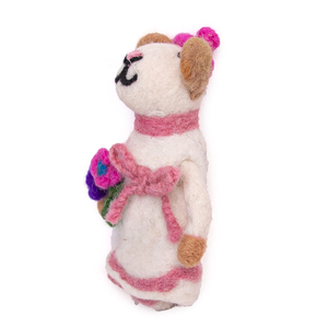 Figura de Ratón Hecha a Mano con Fieltro de Lana, Sombrero Rosa y Flores, Decoración para el Día de San Valentín para Niños, Uso en Interiores - Product Image 3