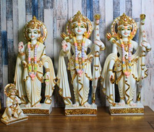 Ensemble de statues en résine artisanales Ram Darbar, idoles traditionnelles du Seigneur Rama, Sita, Lakshman, Hanuman, figurines religieuses artisanales - Product Image 2