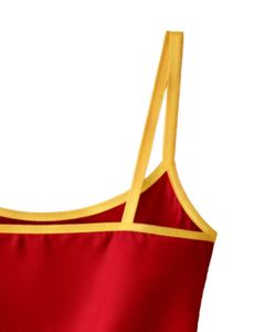 Conjunto de Pijama Personalizado de Satén Rojo con Camiseta y Pantalones Cortos para Mujer, Ropa de Dormir Suave de Seda, Conjunto de Dos Piezas para Verano con Lazo Amarillo - Product Image 5