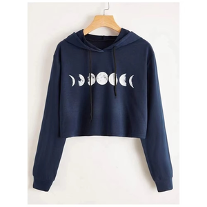 Women's Casual Woven Cotton Polyester Sweatshirts Training Crop <b>Top</b> Hoodies Fashionable Streetwear Printed Front Solid <b>Winter</b> - Product Image 5