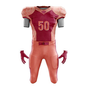 Conjunto de Uniforme de Fútbol Americano para Hombre, Sublimado, Manga Corta, Absorbente de Humedad, Ajustado, Color Rojo Degradado - Product Image 6