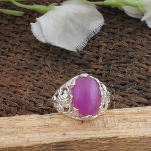 Natural Lavender Purple <b>Jade</b> Flower Ring 925 Sterling Silver Floral Ring Unique Gemstone <b>Jewelry</b> for Women Wedding Gift - Product Image 4