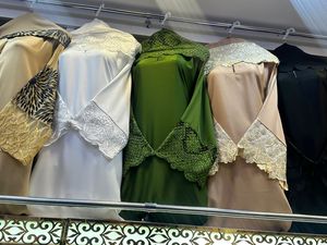 Oferta de Verano: Abaya Modesta de Dubái con Cuentas y Lentejuelas, Manga Larga, Tradicional Musulmana, Hecha a Mano, para Boda, de Poliéster Transpirable, Cuello en V - Product Image 4