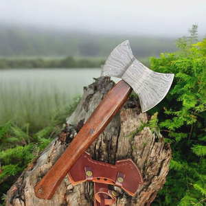 Damascus Double Head <b>Axe</b> Handcrafted Pattern Steel Heavy Duty Outdoor <b>Wood</b> <b>Chopping</b> Camping Hunting Tool - Product Image 4