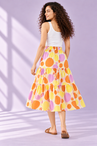Women’s Digital Printed Cotton Cambric Tiered Maxi <b>Skirt</b> <b>with</b> Ruffle Hem Summer <b>Skirt</b> Soft Cotton Fabric - Product Image 3