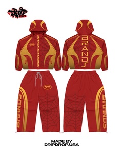 Purple Gold Brand Studios Spider Web Tracksuit Set | Oversized <b>Zip</b> Hoodie & Jogger Pants | Streetwear Matching Set OEM - Product Image 3