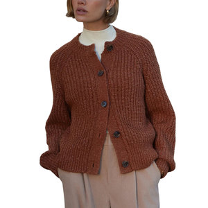 Cárdigan de punto bouclé para mujer, suéter con botones frontales, mezcla de algodón suave, texturizado, manga larga, informal, elegante y cómodo para combinar en capas - Product Image 3