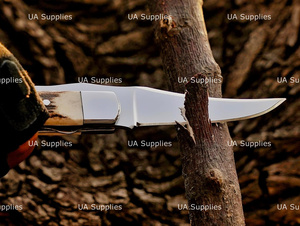 UA Supplies Custom Handmade 440C Stainless Steel High Quality Hunting Industrial Grade Liner <b>Lock</b> Folding Pocket Knife Stag Horn - Product Image 6