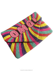 Bolso de Mano Portátil con Cuentas y Bordado OMG, Bolso Multicolor Hecho a Mano para Fiesta, Noche, Boda, Novia, Diseño Personalizado, Elegante, Otoño - Product Image 2