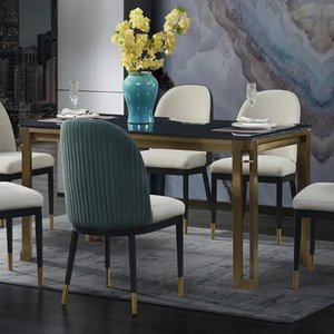 Rectanglur Dining Tables With <b>Marble</b> <b>Top</b> Luxury Dining Table 6 Seater Metal Dining Table With White <b>Marble</b> <b>Top</b> - Product Image 1