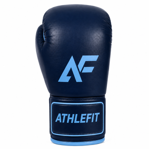 ถุงมือชกมวยหนัง Athlefit แบบผูกเชือก สีน้ำเงิน พร้อมโลโก้ AF สำหรับผู้ใหญ่ รับทำโลโก้ตามสั่ง - Product Image 4