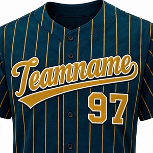 Camiseta de Béisbol con Rayas Azul Verde Teal Oscuro, Personalizada con Nombre y Número del Equipo, Cosida, con Botones Completos, Camiseta de Softbol, Ropa Deportiva de Equipo - Product Image 3