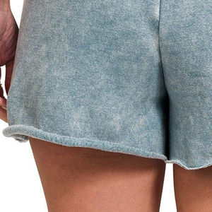 Shorts pour femmes de haute qualité, délavés à l'acide, à manches courtes, séchage rapide, respirants, en coton/polyester, personnalisables, fournisseur en gros - Product Image 2