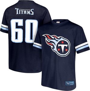 Camiseta deportiva de poliéster duradera con bordado a máquina del número 60 del Tennessee Titans en azul marino - Product Image 1