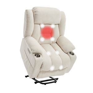 Poltrona Reclinabile Elettrica in Pelle per Anziani con Funzione Massaggio e Riscaldamento, Comoda Seduta per Soggiorno - Product Image 1