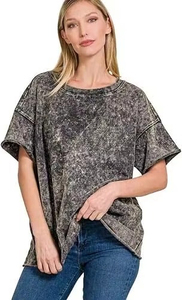 Acid Wash Eco-Friendly Women's T-Shirts 100% Cotton Short Sleeve Customizable <b>High</b> Quality Wholesale Supplier Pakistan All - Product Image 3