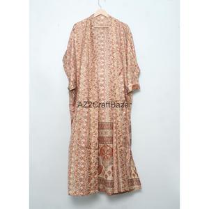 100% Pure Silk Vintage Breathable <b>Kimono</b> Robe Elegant V-neck 3/4 Sleeves Summer Clothing Resort <b>Beach</b> Wear Bikini Wrap Perfect - Product Image 4