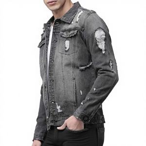 Men's Light Blue Coated Denim Puffer <b>Jacket</b> Casual Washed Cotton Regular Fit Stand Collar Zipper Closure Autumn Style Front - Product Image 5