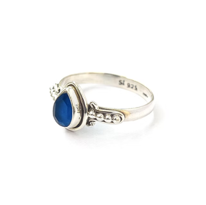 Bague vintage en argent 925 avec saphir, taille goutte d'eau, sertie clos, bijou unisexe pour usage quotidien - Product Image 2
