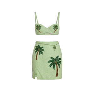 Conjunto de Vestido de Baño de Dos Piezas con Cuentas Amarillas, Cuello Halter, Bordado de Estrella de Mar y Detalle de Borlas, Vestido para Mujer - Product Image 3
