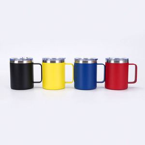 Vaso Térmico de Viaje de Acero Inoxidable 304 Ecológico de 12oz al por Mayor, Taza de Oficina para Bebidas Frías y Calientes con Asa y Tapa, Vaso de Café con Aislamiento al Vacío - Product Image 4