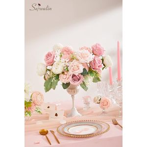 Combinazione di Rose Rosa Pallido e Bianche per Bouquet da Sposa Fai-da-Te e Decorazione Torte, Fiori Artificiali in Seta di Artistic - Product Image 6