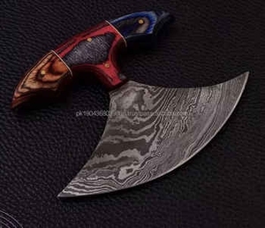 Cuchillo para Pizza de Acero de Damasco Industrial de Alta Calidad, Hecho a Mano, con Doble Hoja en Forma de Hacha - Product Image 3