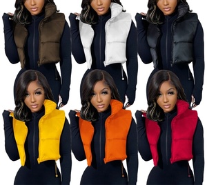 Logo personnalisé OEM bulle fermeture éclair sans manches gilet court veste personnalisée Winer Puffer doudoune femmes - Product Image 2