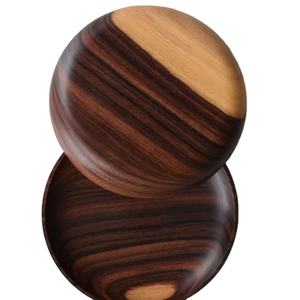 Assiettes de service rustiques en bois de manguier/acacia gravé, vaisselle artisanale écologique pour une table élégante - Product Image 5