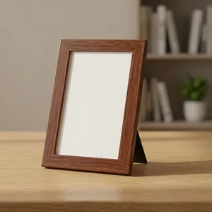 Cadre photo en bois avec support, finition bois brun de qualité supérieure, pour bureau, table, décoration intérieure, salon, bureau - Product Image 5