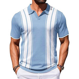 Polo en maille décontracté à manches courtes pour homme, style vintage, pour le golf, hauts de style Old Money, confortable, en coton doux, classique, à boutons, décontracté - Product Image 1
